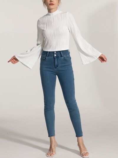 Mock Neck Flare Sleeve Blouse [Spirit and Rebel]   