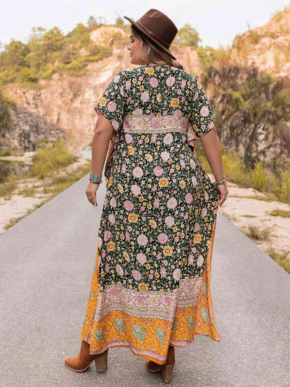 Plus Size Tie Neck Maxi Dress [Spirit and Rebel]   