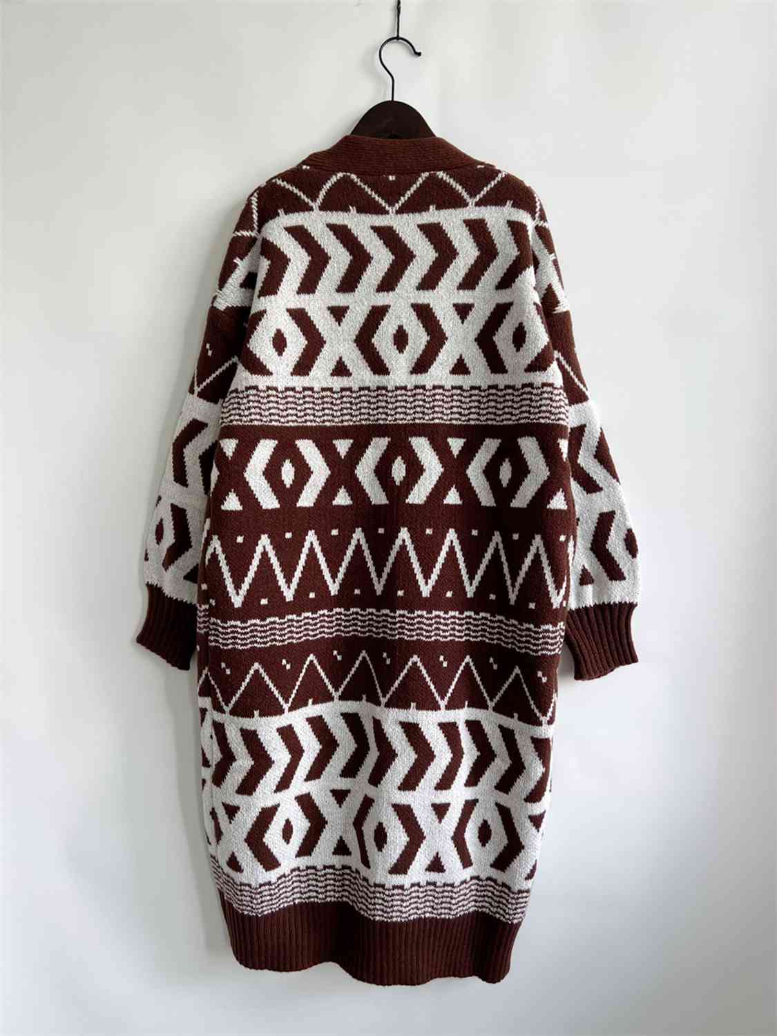 Geometric Button Front Longline Cardigan [Spirit and Rebel]   