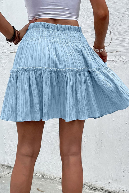 Smocked Waist Frill Trim Boho Skirt [Spirit and Rebel]   