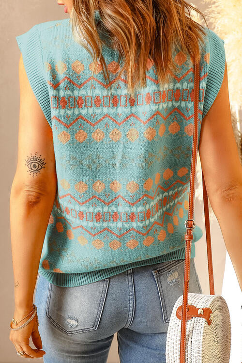 Geometric V-Neck Knit Vest [Spirit and Rebel]   