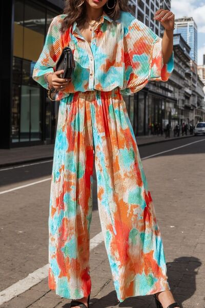 Tie-Dye Half Button Collared Neck Jumpsuit [Spirit and Rebel]   