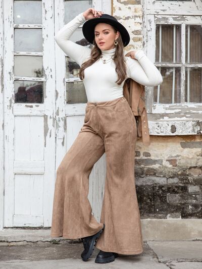 Plus Size Pocketed Flare Pants [Spirit and Rebel]   