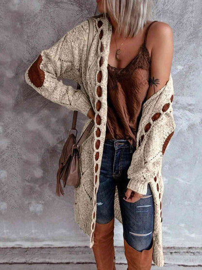 Openwork Long Sleeve Open Front Hooded Cardigan [Spirit and Rebel]   