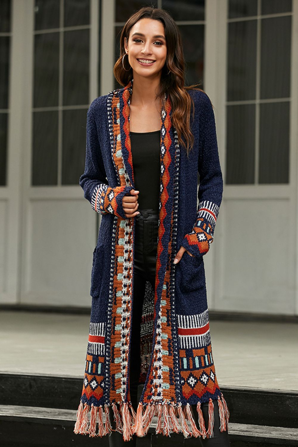 Bohemian Tassel Hem Open Front Duster Boho Cardigan [Spirit and Rebel]   