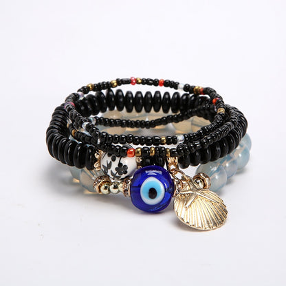 Boho Mystical Eye Bracelet Set [Spirit and Rebel] Black  