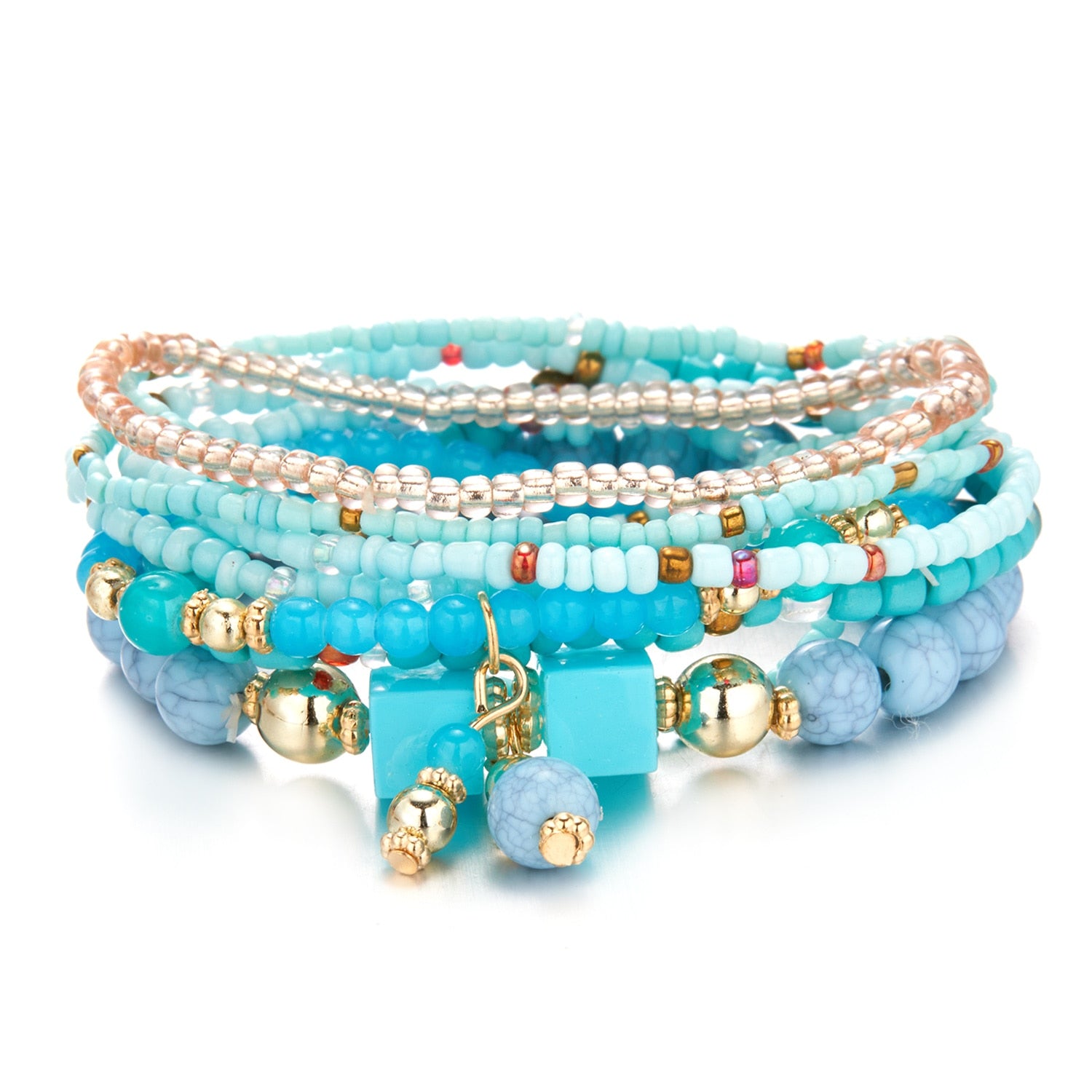 Boho Mystical Eye Bracelet Set [Spirit and Rebel] Aqua  