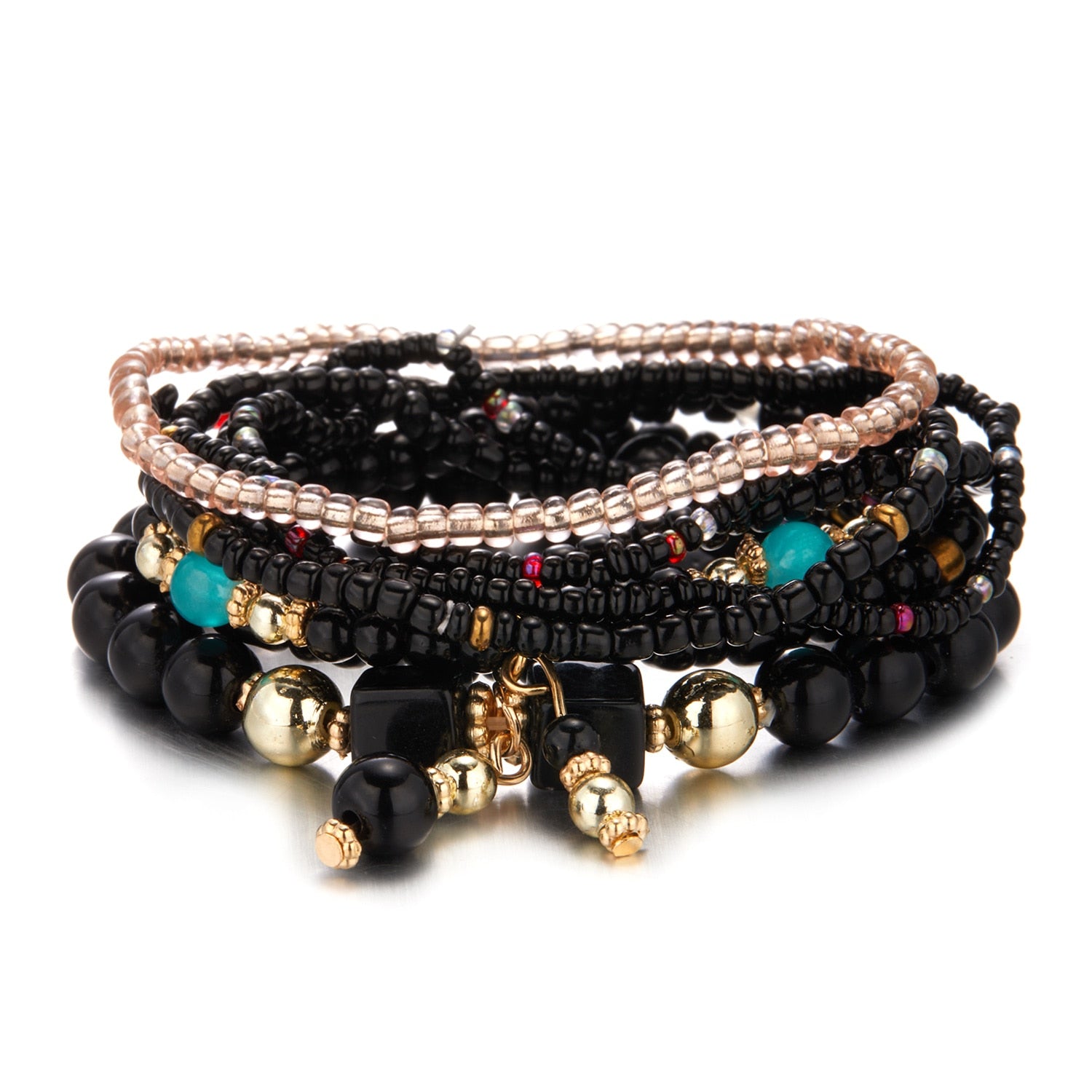 Boho Mystical Eye Bracelet Set [Spirit and Rebel] Black2  