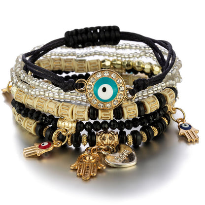 Boho Mystical Eye Bracelet Set [Spirit and Rebel] Black3  