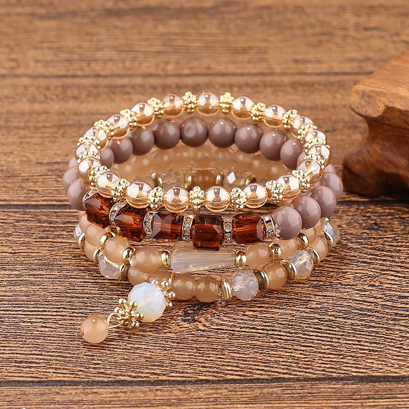 Boho Mystical Eye Bracelet Set [Spirit and Rebel] Brown  