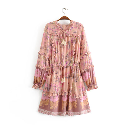 Floral Whimsy Ruffles Boho Mini Dress [Spirit and Rebel]   