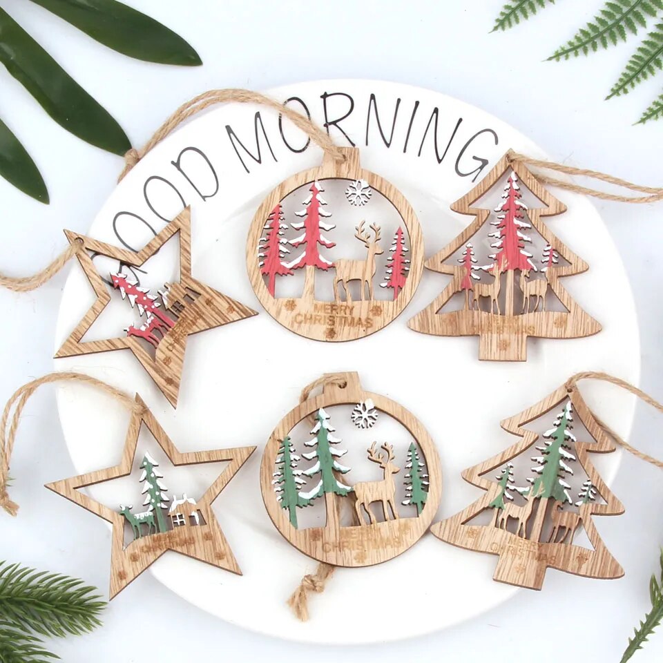 Vintage Wooden Christmas Pendants Ornaments [Spirit and Rebel]   