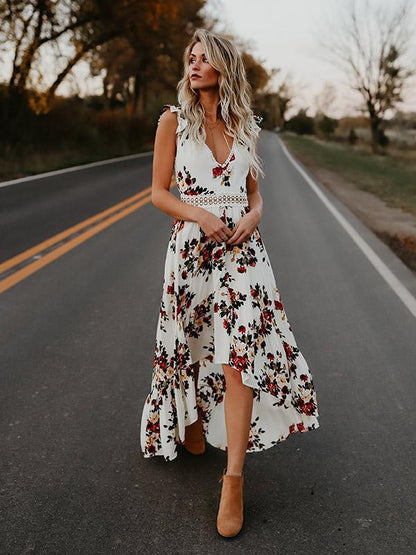 Bohemian Blossom Floral Open Back Boho Maxi Dress [Spirit and Rebel]   