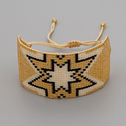 Dream Weaver Boho Bracelet [Spirit and Rebel] Gold/Black/White  