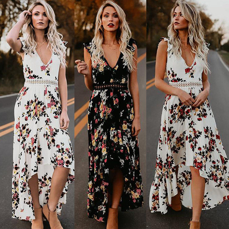 Bohemian Blossom Floral Open Back Boho Maxi Dress [Spirit and Rebel]   