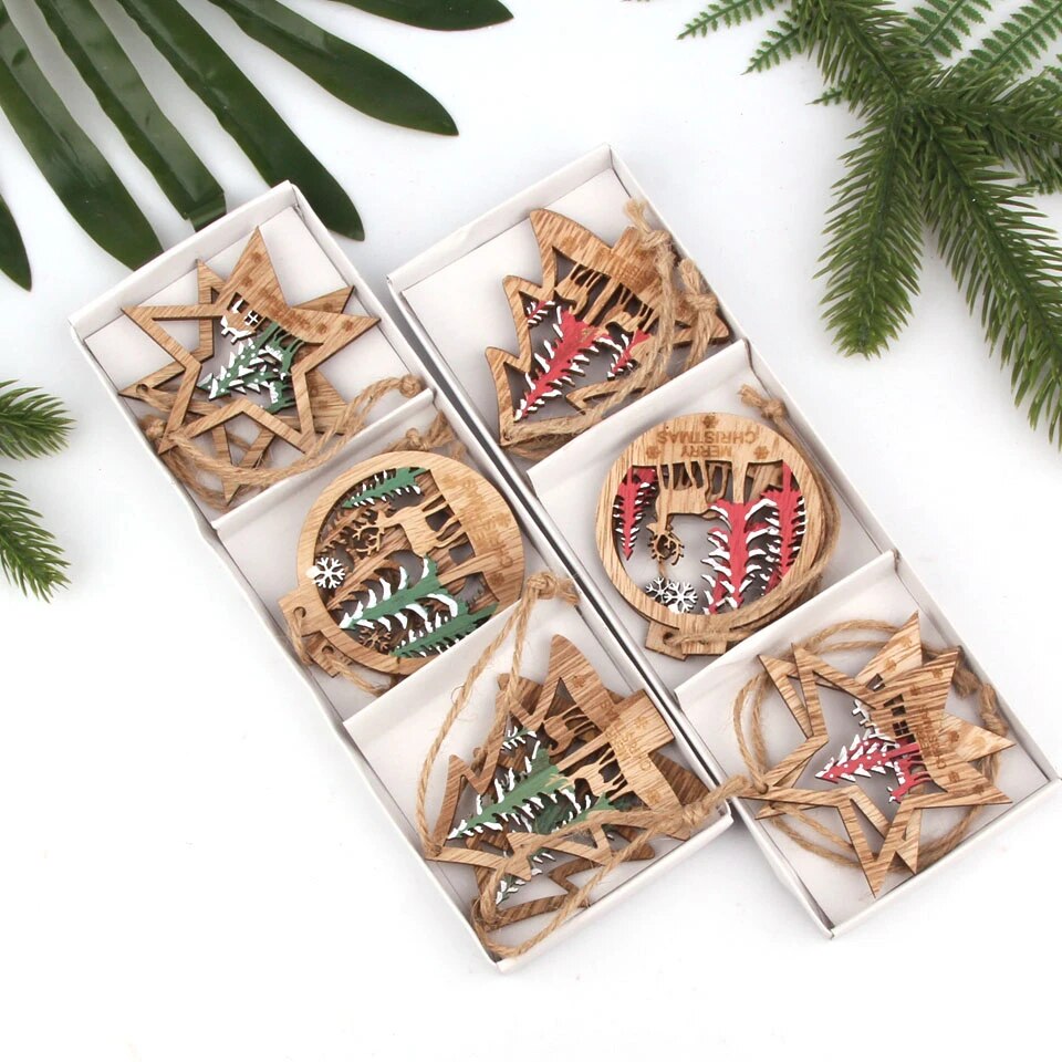 Vintage Wooden Christmas Pendants Ornaments [Spirit and Rebel]   