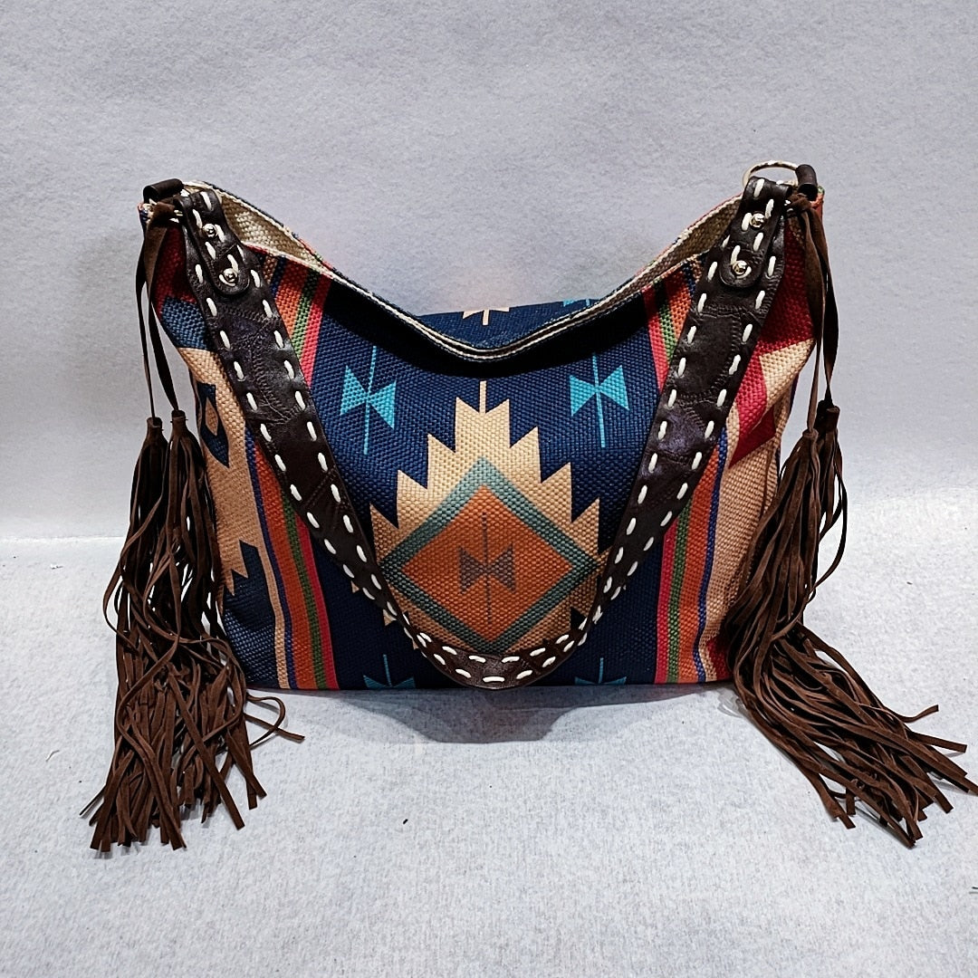 Limited Edition Boho Haven Tassel Shoulder Bag [Spirit and Rebel] Blue  