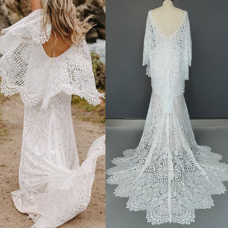 Bohemian Belle Open Back Mermaid Boho Wedding Dress [Spirit and Rebel]   