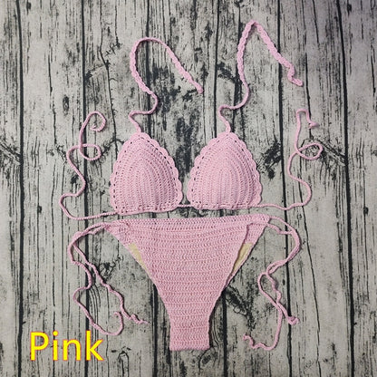 Sunkissed Sunset Handmade Crochet Boho Bikini [Spirit and Rebel] Pink S 