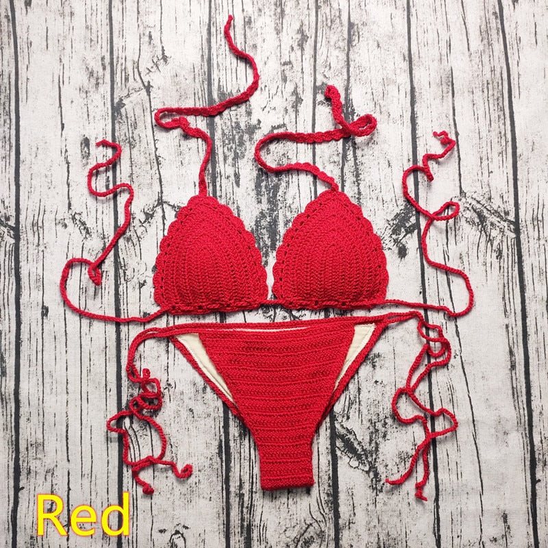 Sunkissed Sunset Handmade Crochet Boho Bikini [Spirit and Rebel] Red S 