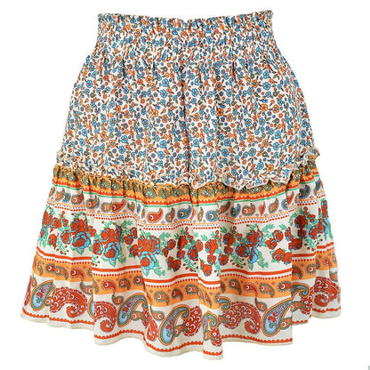 Breezy Boho Mini Skirt [Spirit and Rebel] Beige S 