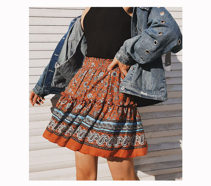 Breezy Boho Mini Skirt [Spirit and Rebel]   