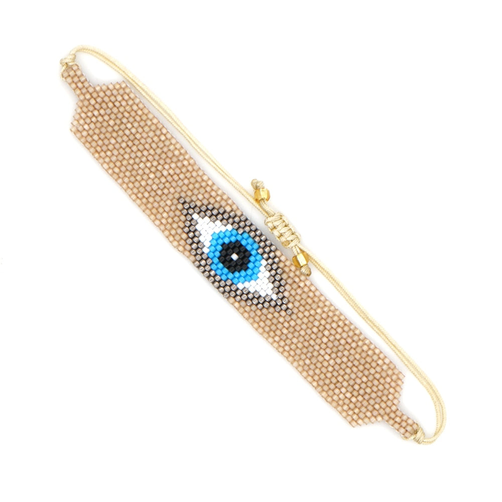 Turkish Evil Eye Boho Bracelets [Spirit and Rebel] Gold/Blue  