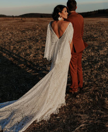 Bohemian Belle Open Back Mermaid Boho Wedding Dress [Spirit and Rebel]   