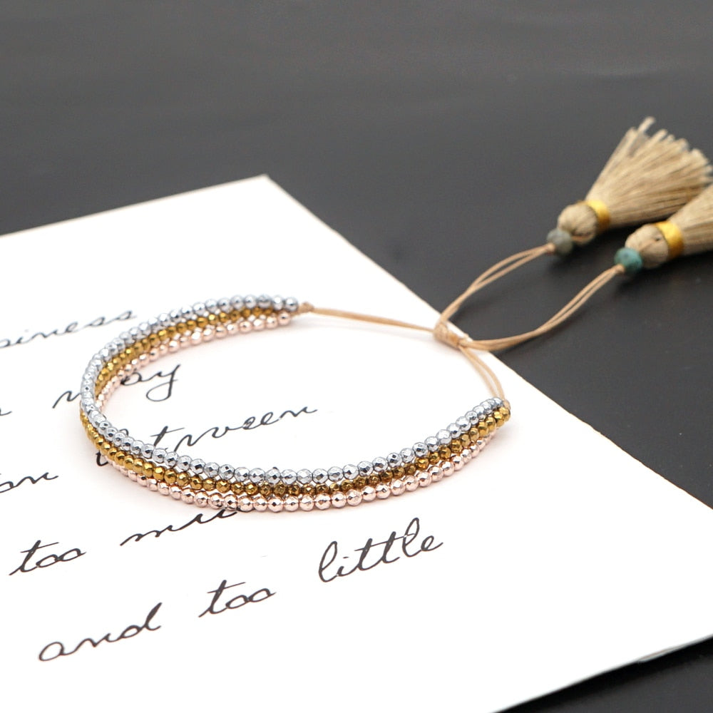 Dream Weaver Boho Bracelet [Spirit and Rebel] Grey/Gold  