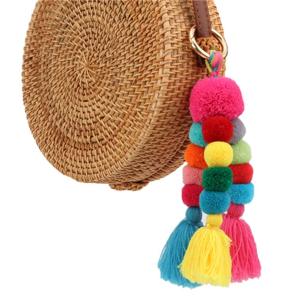 BohoCharm Keychain - Handmade Beaded Pompom Key Chain for Handbags [Spirit and Rebel]   