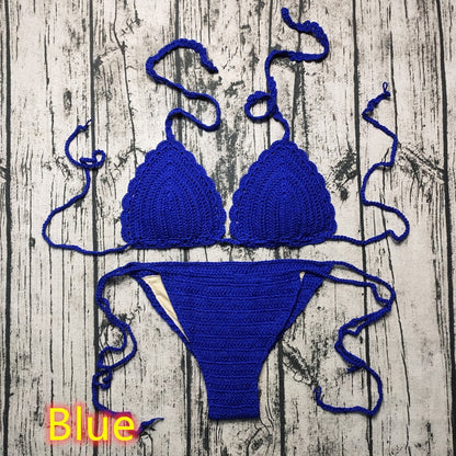 Sunkissed Sunset Handmade Crochet Boho Bikini [Spirit and Rebel] Blue S 