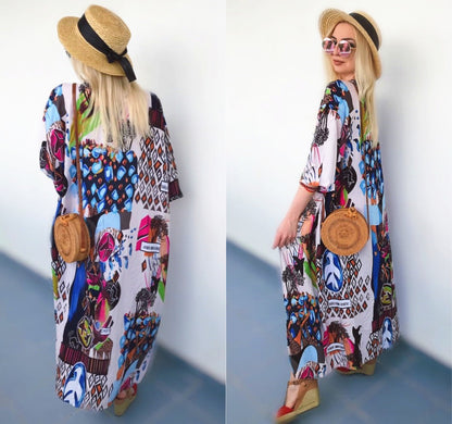 Wanderlust Boho Half Sleeve Kimono Beach Cover Up [Spirit and Rebel]   