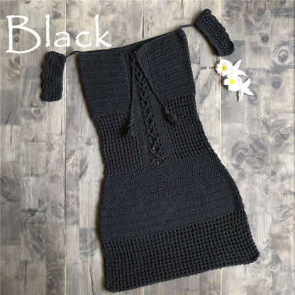 Boho Beach Goddess Crochet Dress [Spirit and Rebel] Black S 