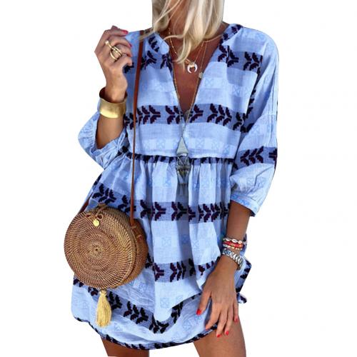 Casual Boho Beach Dress [Spirit and Rebel] Light Blue S 