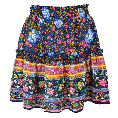 Breezy Boho Mini Skirt [Spirit and Rebel] Navy Blue S 