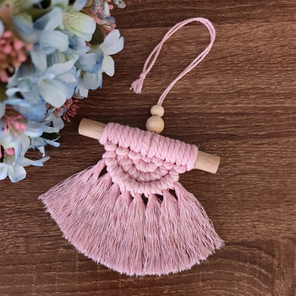 Mini Bohemian Macrame Hanging Ornament [Spirit and Rebel] Pink  