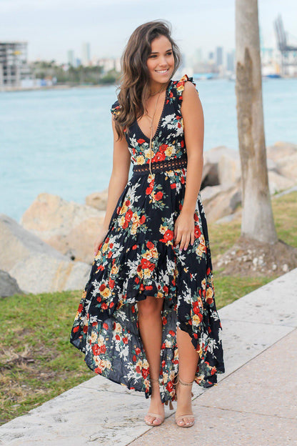 Bohemian Blossom Floral Open Back Boho Maxi Dress [Spirit and Rebel]   