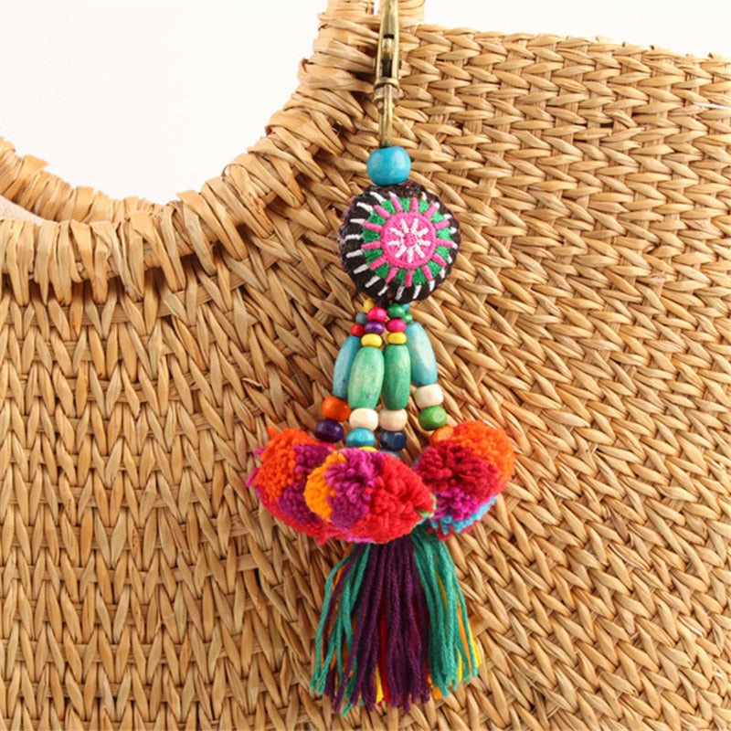 Cute Boho Pompon Bag Pendant [Spirit and Rebel] E018  