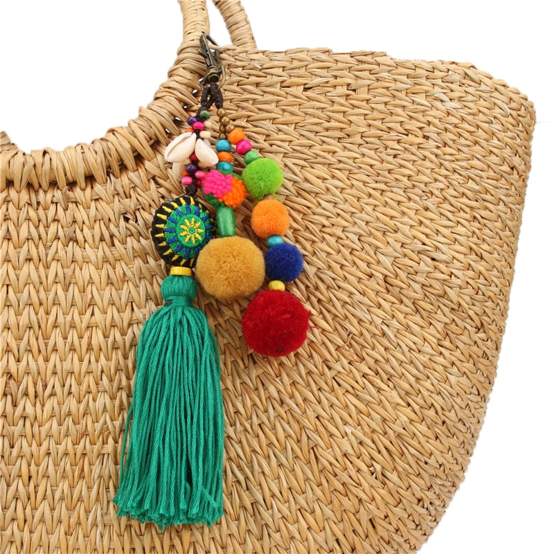 Cute Boho Pompon Bag Pendant [Spirit and Rebel] E1725  