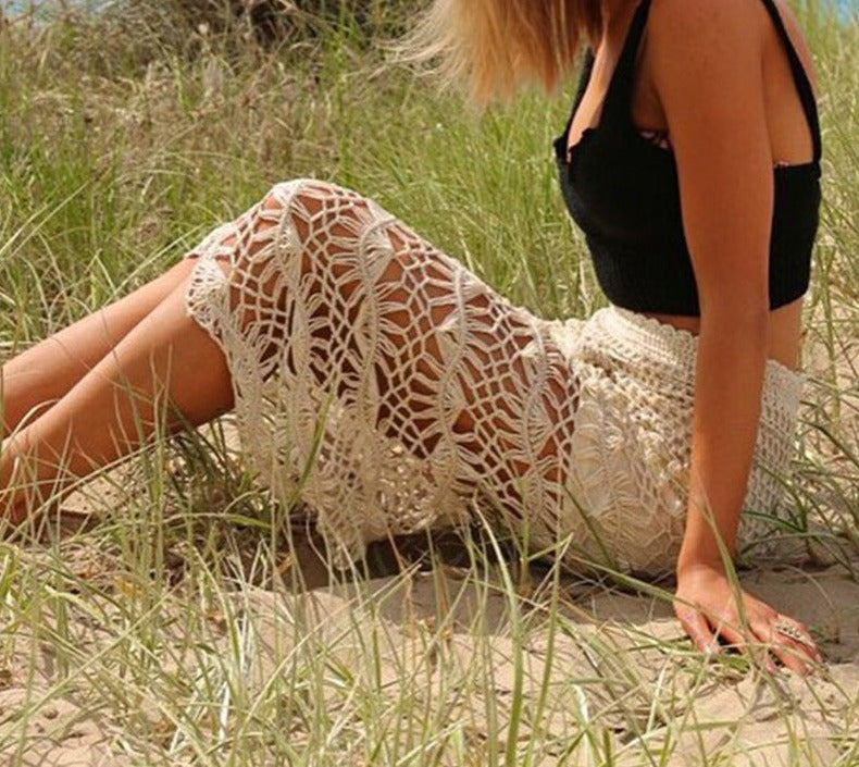 Boho Beach Crochet Midi Skirt [Spirit and Rebel]   