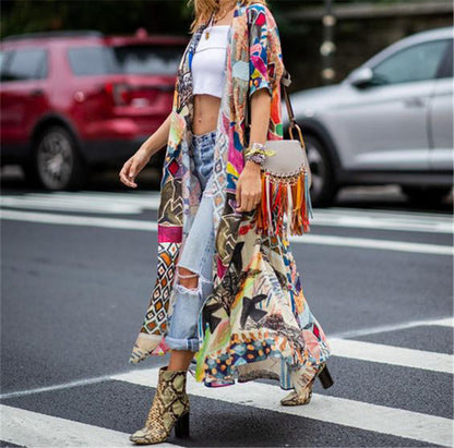 Wanderlust Boho Half Sleeve Kimono Beach Cover Up [Spirit and Rebel]   