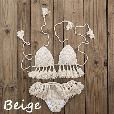 Boho Bliss Handmade Crochet Bikini Set [Spirit and Rebel] Beige XS 