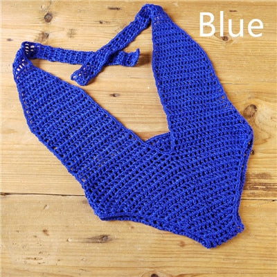 Spirit and Rebel Boho See Through Crochet Swimsuit [Spirit and Rebel] Blue One Size 