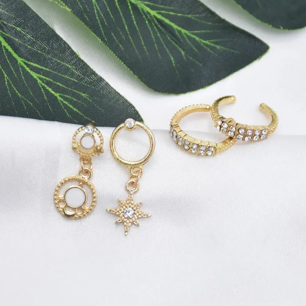 Bohemian Moon & Star Studs Earrings [Spirit and Rebel]   