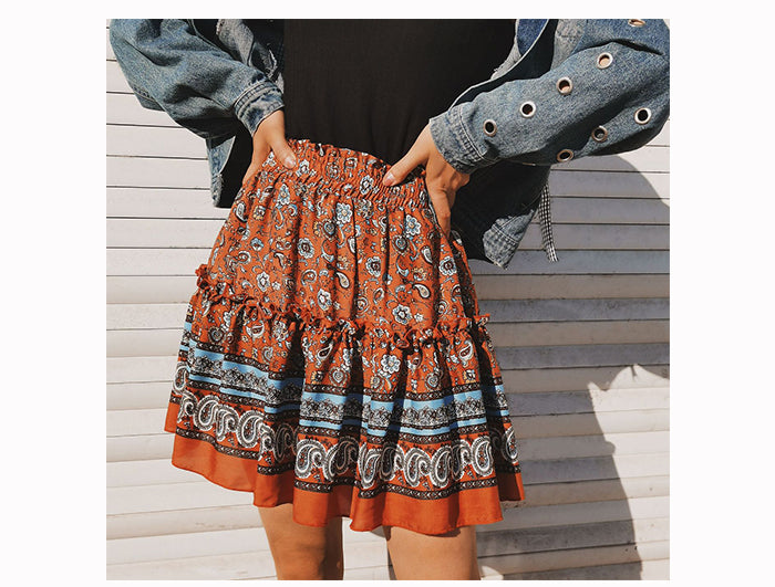 Breezy Boho Mini Skirt [Spirit and Rebel]   