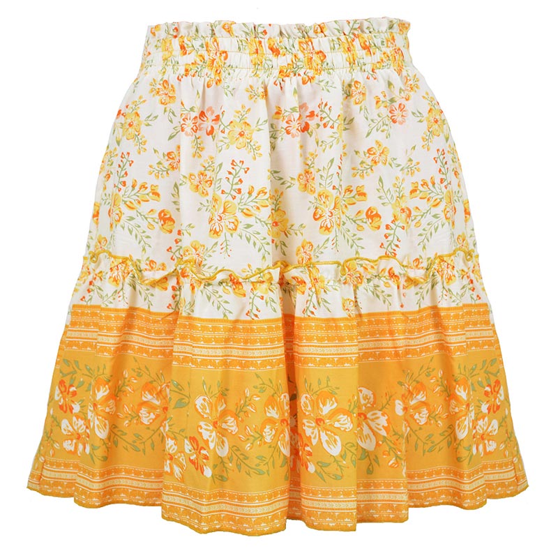 Breezy Boho Mini Skirt [Spirit and Rebel] Yellow S 