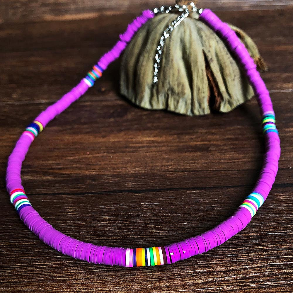 Spirit and Rebel Colorful Choker Necklace [Spirit and Rebel] Purple  