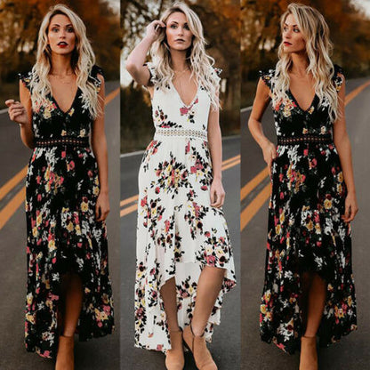 Bohemian Blossom Floral Open Back Boho Maxi Dress [Spirit and Rebel]   