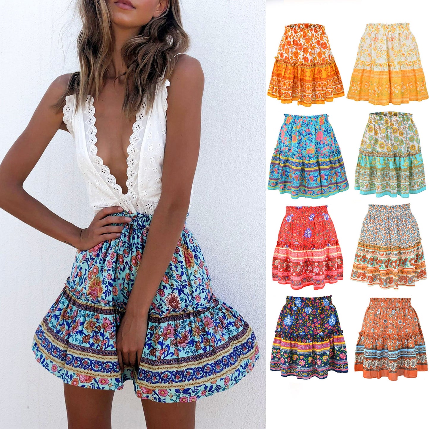 Breezy Boho Mini Skirt [Spirit and Rebel]   