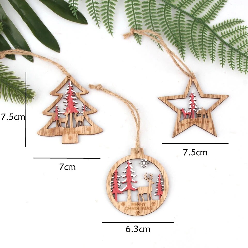 Vintage Wooden Christmas Pendants Ornaments [Spirit and Rebel]   